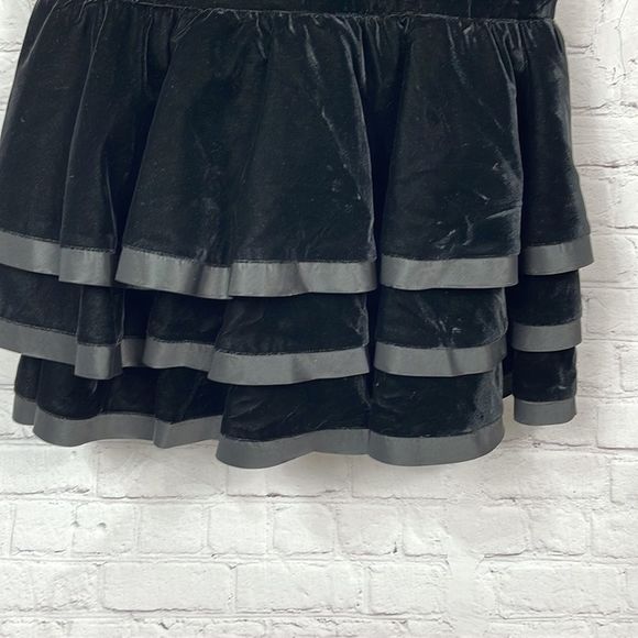 Vintage Louis Feraud Black Velvet Dress Low V-Back Ruffles Bow SIze 10 - Picture 5 of 16